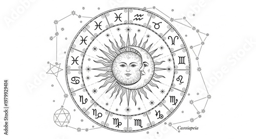 Zodiac Wheel Astrology Symbol.