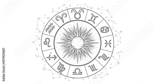 Zodiac Wheel Astrology Symbol.