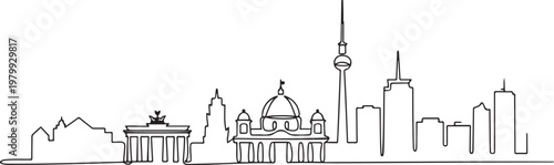 Tableau sur toile Continuous line drawing of Berlin’s skyline, Germany