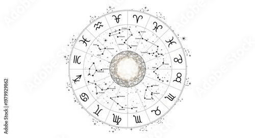 Zodiac Wheel Astrology Symbol.
