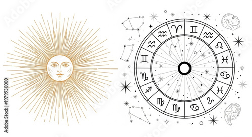 Zodiac Wheel Astrology Symbol.
