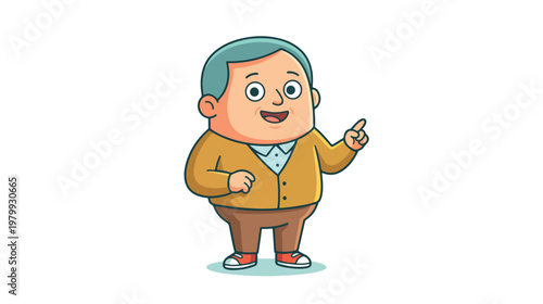 Teacher Mascot Flat Vector Cute Character with Natural Eyes Illustration