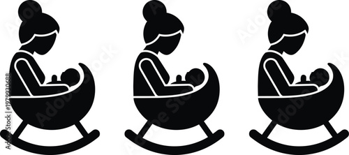 Mother and baby silhouette trio a symbol of nurturing and maternal bond