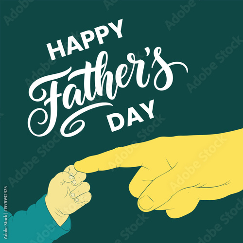 Happy father's day greeting with artistic hand and calligraphy