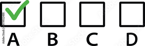 Multiple Choice Quiz Question with Green Check Mark on Option A