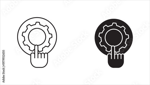 Self-service, Automation, Digitalization, online reservation, mobile app with two styles, line and duotone icon set,

