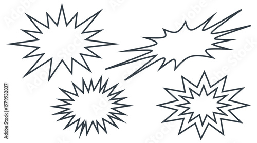 Comic book speech bubble set. starburst and explosion elements. design for graphic content.