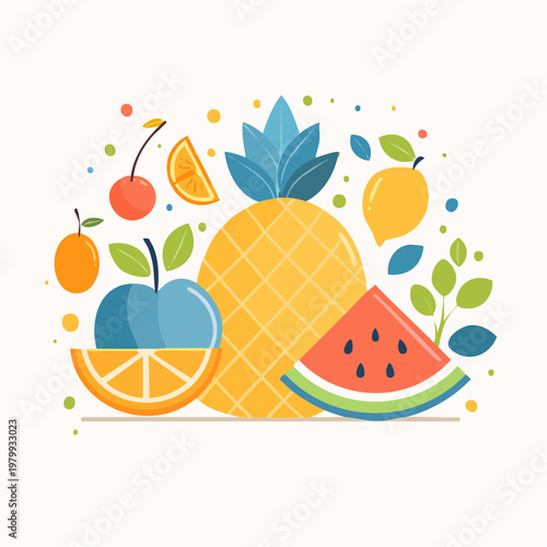 Vibrant Assortment of Fresh Fruits, A Colorful Summer Bounty Display