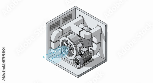 Wallpaper Mural Industrial Ventilation System Isometric Illustration: Centrifugal Blower and Airflow Ductwork for HVAC Engineering Torontodigital.ca