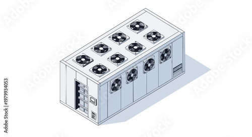 Wallpaper Mural Isometric Modular Data Center Container with Industrial Cooling Fans and Server Racks Torontodigital.ca