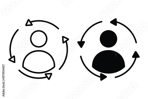 User Refresh Icon with Circular Arrows. Profile Update. Vector Illustration