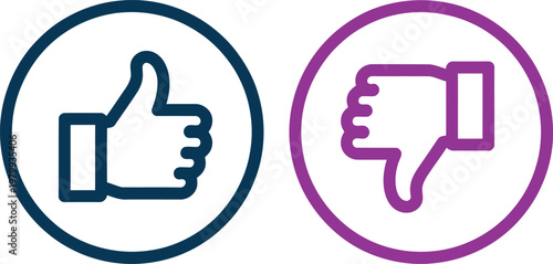 A pair of colorful hand icons representing success and failure for digital voting and feedback systems