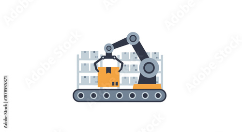 Industrial robotic arm machine works.