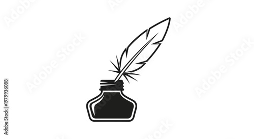 Inkwell with a single feather quill.
