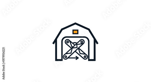 Garage with wrench and screwdriver icon.