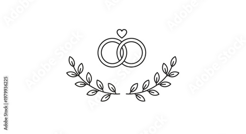 Interlocking Wedding Rings with Laurel Wreath.