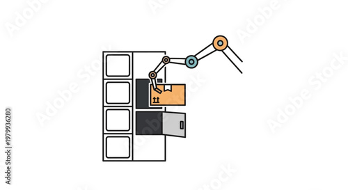 Industrial robotic arm assembly line machine.