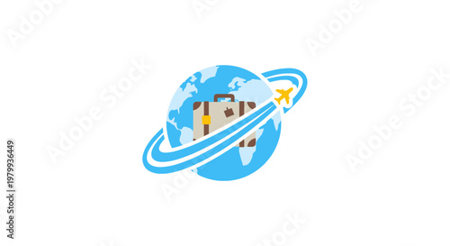 Globe with Satellite Orbiting Around Earth.