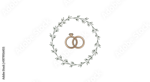 Gold Wedding Rings Interlocked Together.