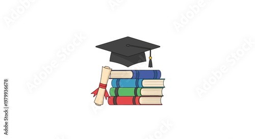 Graduation Cap and Diploma Books.