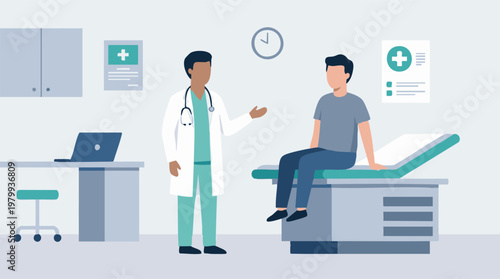 Medical doctor and patient during a health check-up consultation
