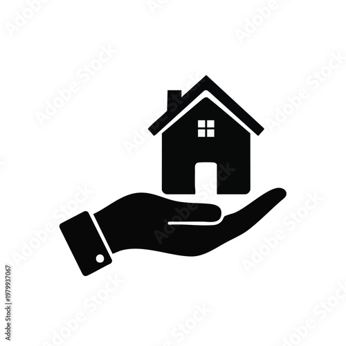 Real Estate, Home Ownership, Hand Holding House, Property Icon