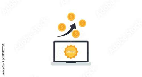 Coins coming out of laptop screen.