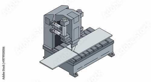 CNC Milling Machine Isometric Illustration for Industrial Manufacturing and Metalworking Engineering Projects