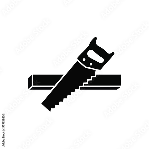 Saw, Hand Saw, Cutting Tool, Black Icon, Vector Graphic