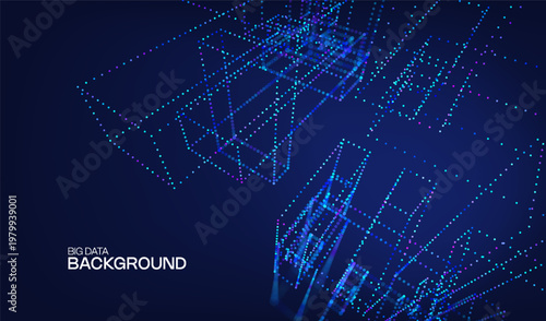 Technology cube abstract for background data 3d and science graphic research. Scientific dot digital for geometry visualization presentation and system chemical object. Technology design business.