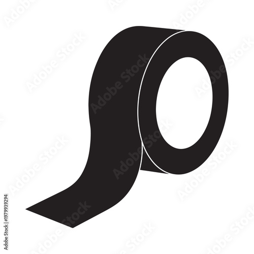 Simple black and white illustration of a roll of adhesive tape