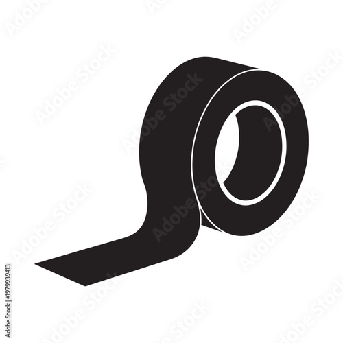 A black and white illustration of a roll of adhesive tape