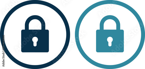 Two circular security padlock icons representing privacy protection and data safety for your online digital systems