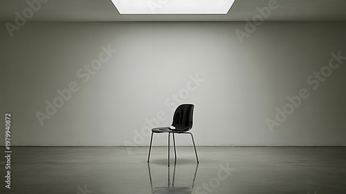 Modern Conceptual Interior with 3D Chair, Minimal Empty Room Design