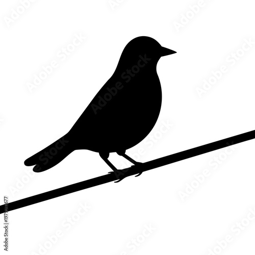 Bird Perched On Wire Silhouette