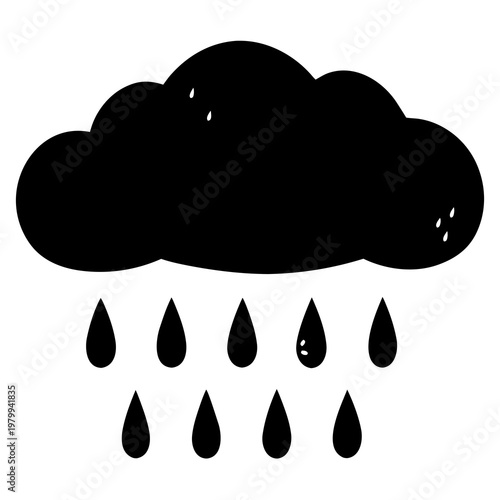 Cloud With Raindrops Silhouette