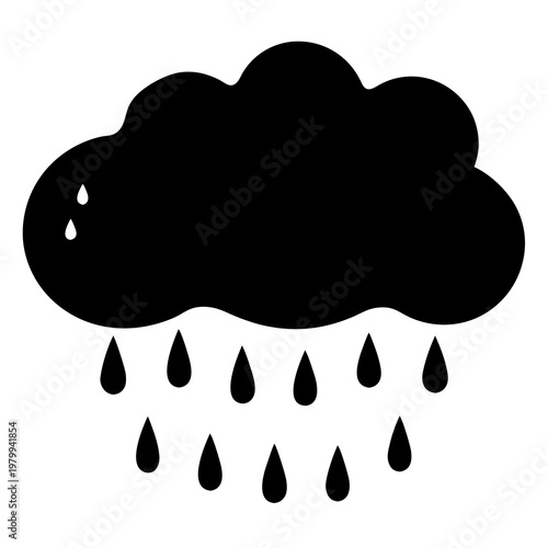 Cloud With Falling Raindrops Silhouette
