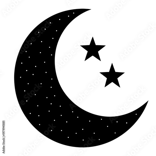 Crescent Moon And Stars Silhouette