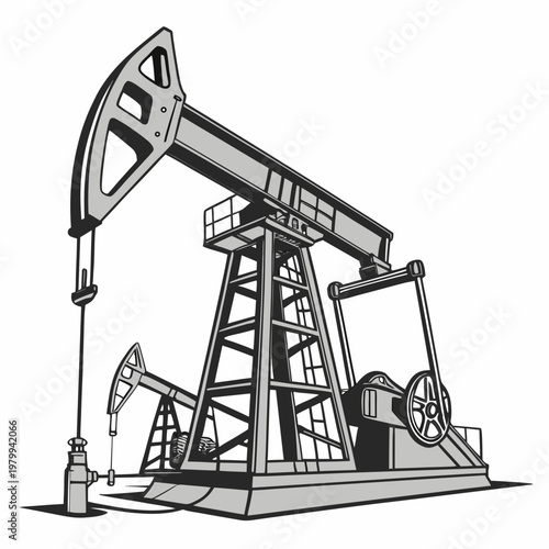 An illustration of oil pumps on a used for extracting crude oil