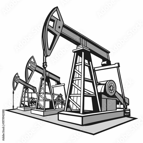 Two oil pumps on a for industrial or energy related concepts and ideas