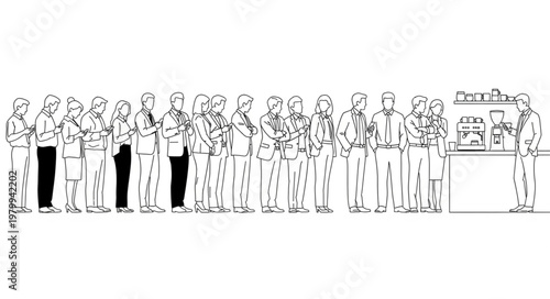 Group of people standing in a line, focused on the main subject.