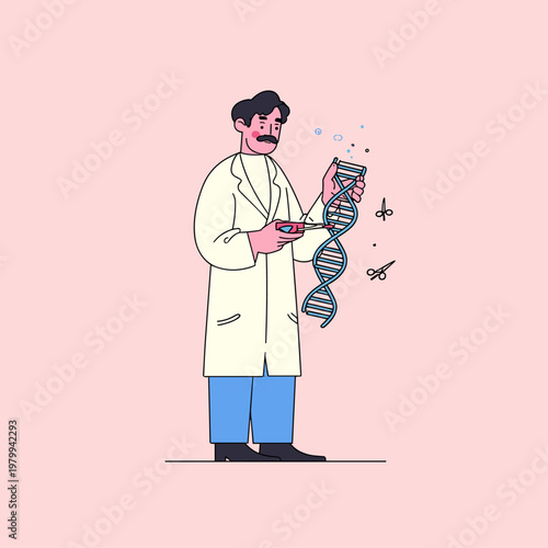 Scientist Editing DNA Strand with Precision Tool in Modern Lab