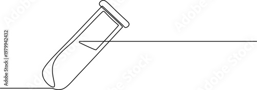 Test Tube continuous one line drawing, Editable continuous one line drawing test tube vector for clean lab clinics, Test tube emitting vapor standing on continuous line. no editable stroke, Editable