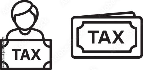 Tax payment illustration a simple black and white line drawing depicting a person handing over tax money symbolizing financial responsibility