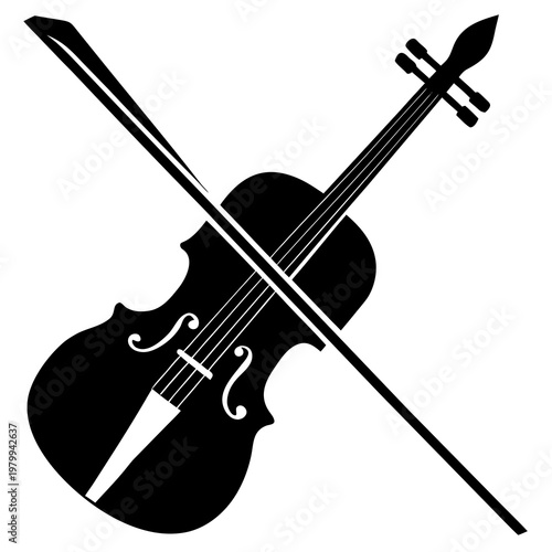 Violin And Bow Crossed Silhouette