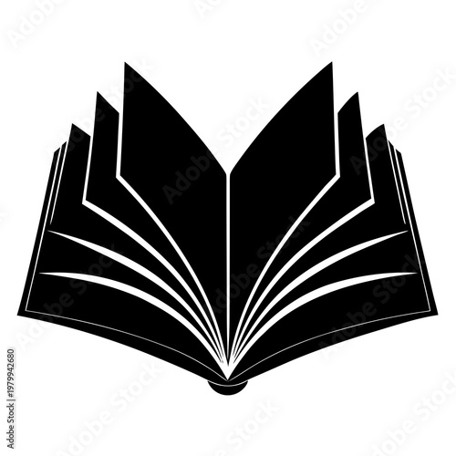 Open Book With Fanned Pages Silhouette