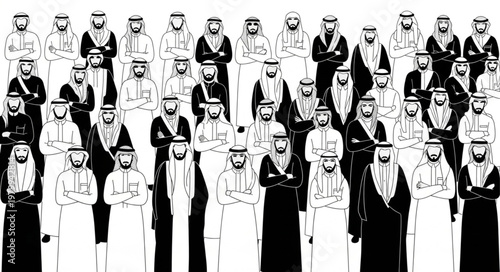 Group of Saudi Arabian men in traditional attire.