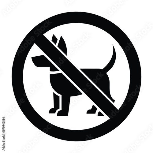 No dogs allowed sign with a dog silhouette on white background