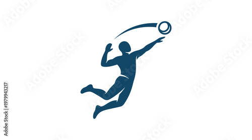 Silhouette of a Volleyball Player Spiking the Ball