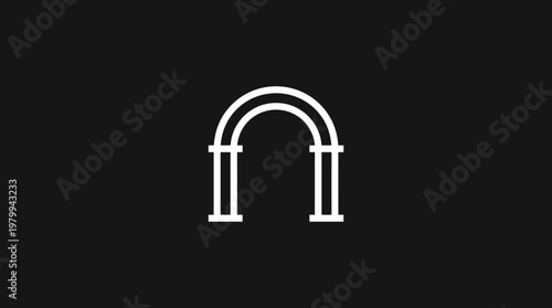 Minimalist Archway Icon on Black Background